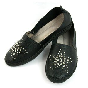 Italina Leather Insole Star Rhinestones Flats